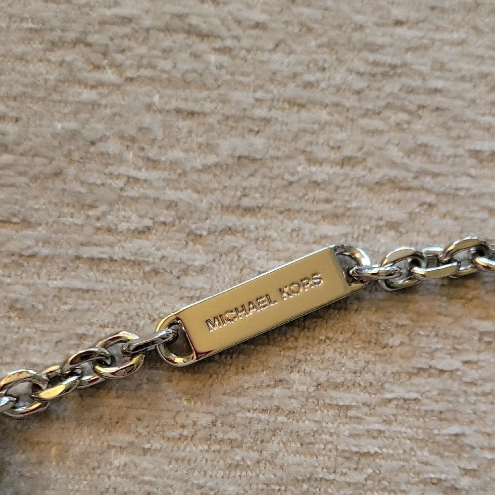 Michael Kors Penelope Cream Clutch with Silver Chain